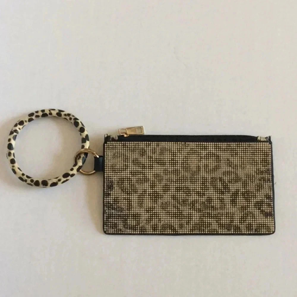 Leopard 🐆 Print Sequined Wristlet